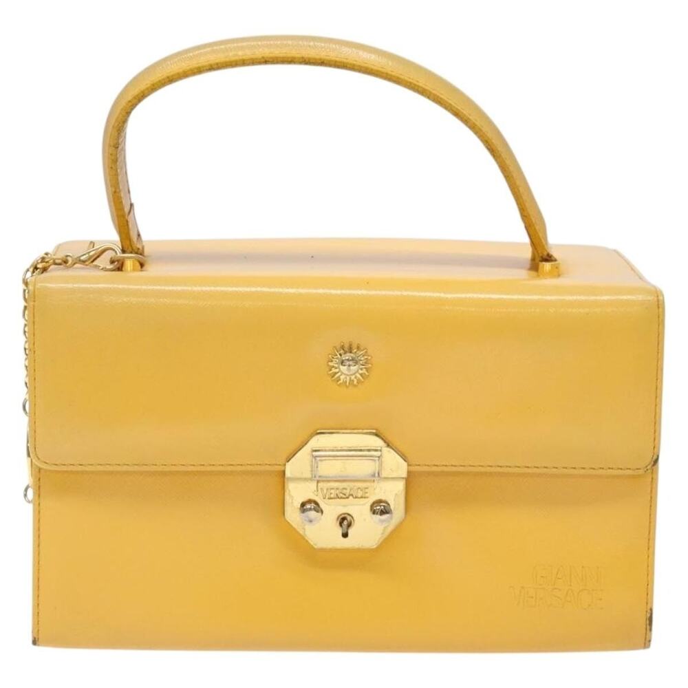 Gianni Versace Leather Handbag Yellow Gold